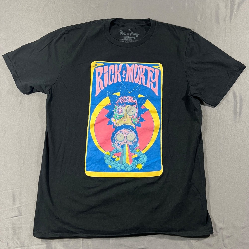 Rick and Morty Adult Swim Graphic T Shirt Mens Medium Black