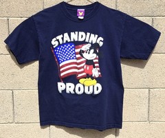 Vintage 1999 Disney Disneyland Mickey Mouse NAVY BLUE Patriotic Shirt Size LARGE