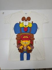 Vintage 1991 Garfield Odie Camping Shirt OSFA Single Stitch Jumbo Print Tee