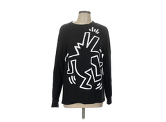 Keith Haring POP SHOP LS Crewneck Pullover Graphic Shirt Men Large Black
