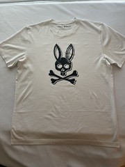 Psycho Bunny Men’s Graphic Logo Skull T-Shirt Crew Neck Cotton Knit White 7