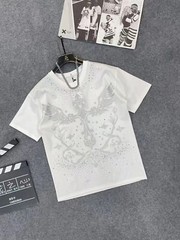 Men Fashion Luxury Trend Cross Wing Drills Rhinestone Diamond Streetwear T-Shirt