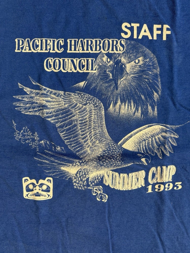 Vintage 1993 Pacific Harbors Council Staff Tee BSA Summer Camp USA XXL