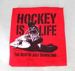 HOCKEY IS LIFE The Rest is Just Downtime Hanes Red T-Shirt Small Hockey Humor