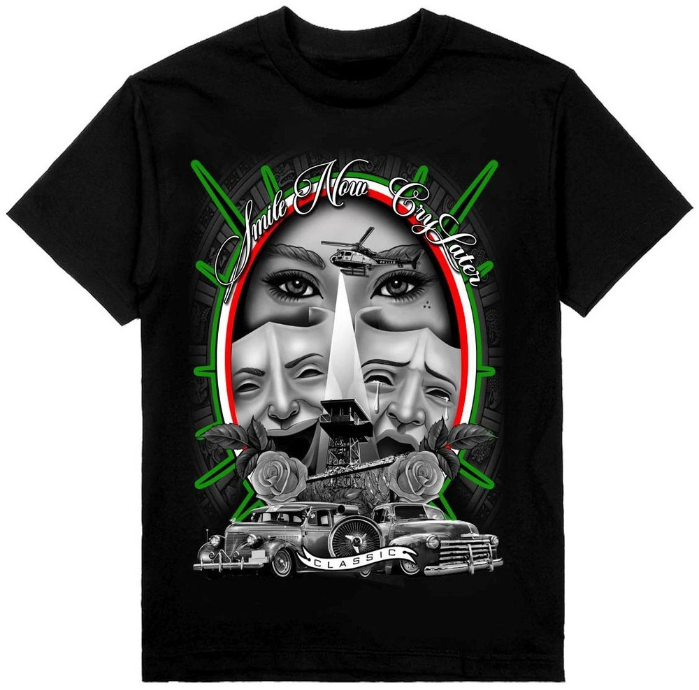 Smile Now Cry Later Art T-Shirt Print On Shaka Wear Heavyweight Tee