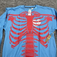 LRG Dead Serious Shirt Mens 3XL Blue Skeleton Lifted Research Group Kanye Glow
