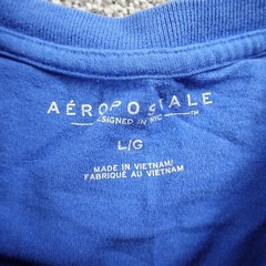 Aeropostale Shirt Mens L Blue Applique Aero NYC Spell Out Logo Casual Preppy Y2K