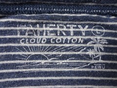 Faherty Cloud Cotton Henley Shirt Men Large Striped Blue Pima Cotton Long Sleeve