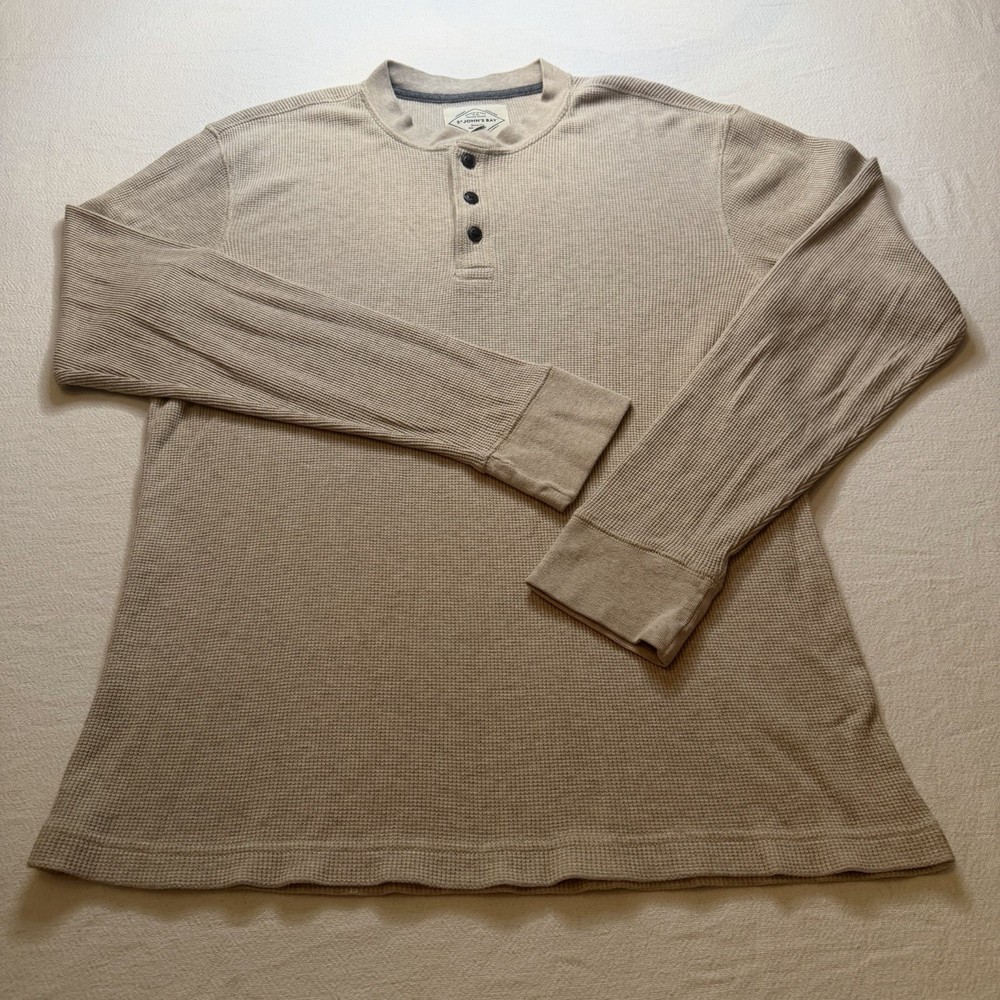 St. John’s Bay Henley Shirt Mens Large Waffle Knit Thermal Base Layer Hiking
