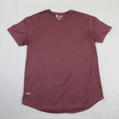 BYLT Shirt Mens Large Maroon Drop Cut S/S Pocket Crewneck Athletic Casual Tee
