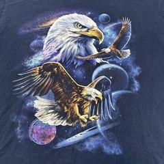 Bald Eagle Space Shirt Mens Large Navy Blue DOM Animals Graphic Nature Tee Birds