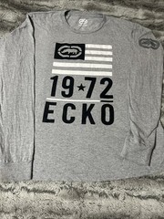Ecko Unltd Mens Long Sleeve Grey Casual Adult Front Print XL