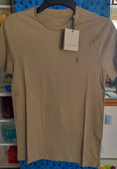 AllSaints Brace Embroidered Logo Crew T-Shirt in XS MD131G (Multiple Colours)