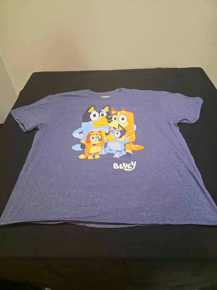 Bluey Men’s Blue Graphic Print Crew Neck Short Sleeve T-Shirt 2X