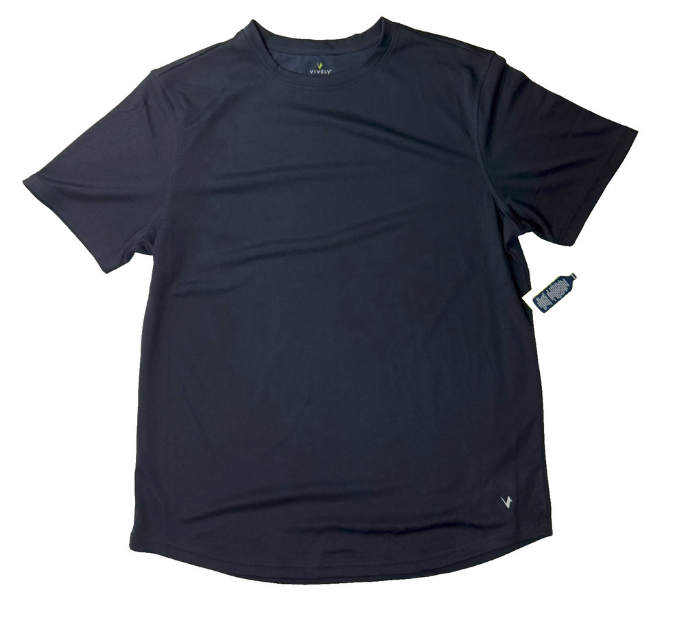 Vively Men’s Large T Shirt Made in Lesotho Navy Blue NWT Athletic