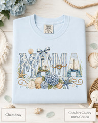Coastal Mama Shirt, Comfort Colors Lighthouse Hydrangea Tee, Mom Beach Gift