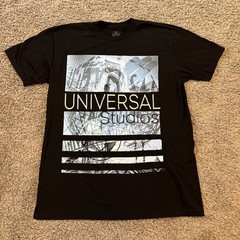 Universal Studios Shirt Large L Black Logo Print Short Sleeve Cotton Soft
