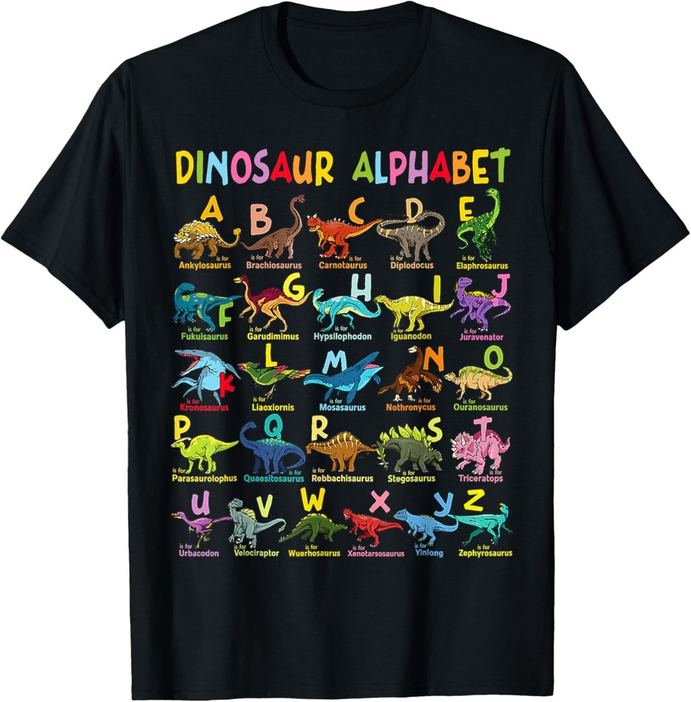 Types of Dinosaurs Alphabet ABC Dino Learning T-Shirt