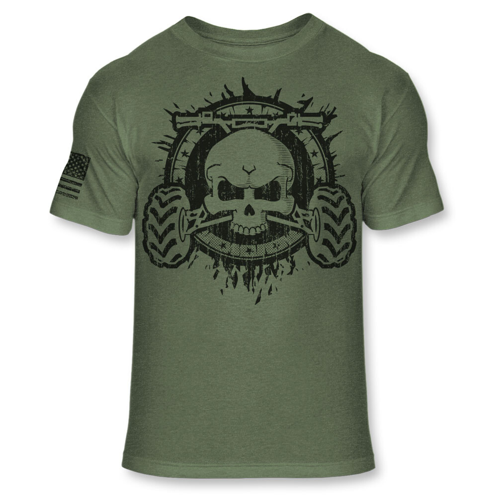ATV T Shirt – All Terrain Vehicle Quad Skull USA Flag Athletic T-Shirt – A131