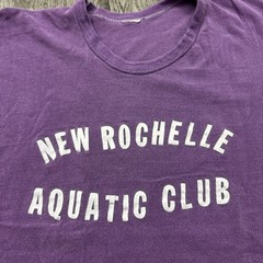 Vintage 60s 70s New Rochelle Aquatic Club Swim T Shirt New York Purple M