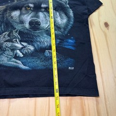 Vintage 90s Wild Wolf Double Sided Graphic T-Shirt Black Nature Mens Size Medium