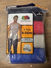 FRUIT Of the LOOM Mens 4 A-Shirts Multi-Colored Pack Tank Tops Ribbed Fabric 2XL