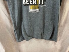 Grin And Beer It Shirt Adult Large Gray Short Sleeve Pullover Tee Mens