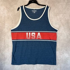 Chubbies Tank Top Mens XXL Navy Blue USA Graphic Striped Beach Patriotic Summer