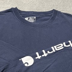 Carhartt T Shirt Mens M Blue Loose Fit Spellout Logo Long Sleeve Tee