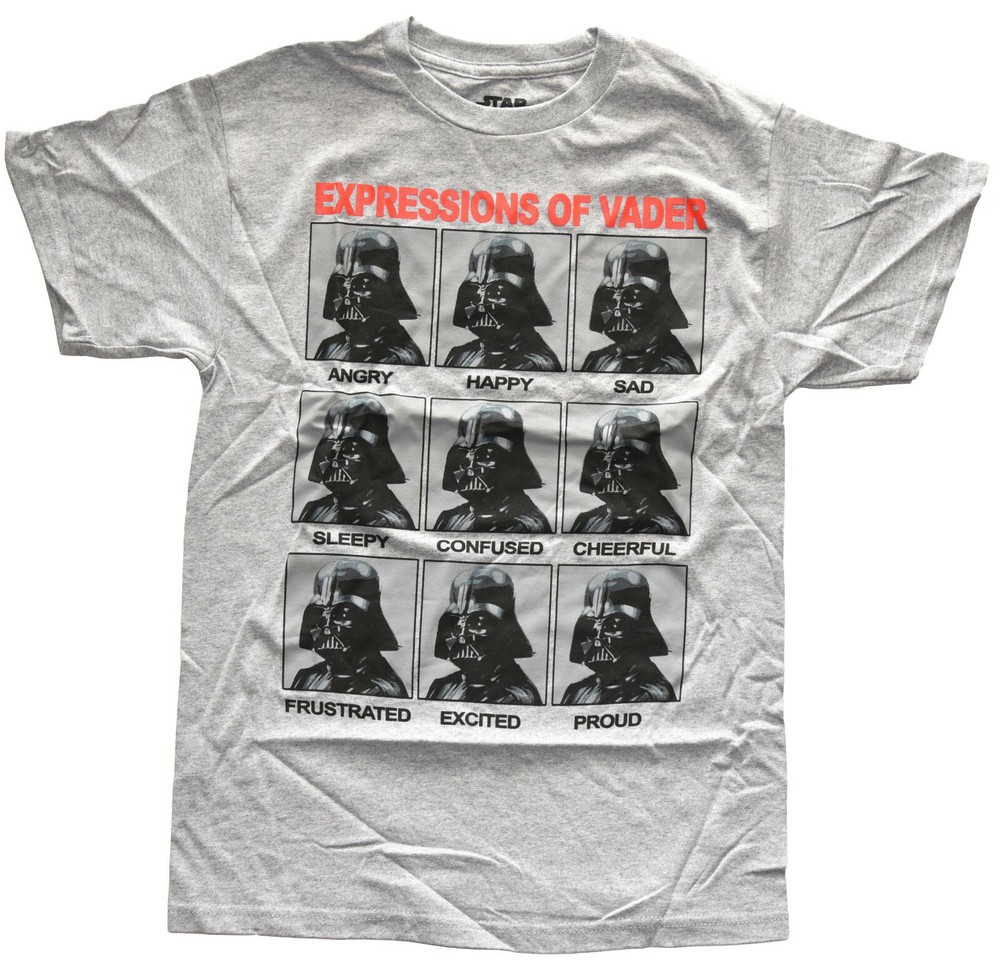 Star Wars Darth Vader Expressions Grey Heather Men’s Graphic T-Shirt New