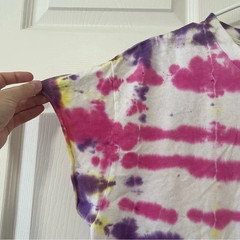 Gildan Heavy Cotton Tie Dye T-Shirt Large Multicolor Purple Yellow Pink Unisex