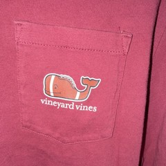 Vineyard Vines Burgundy Whale Logo Pocket Long Sleeve Crew Neck Tee XL
