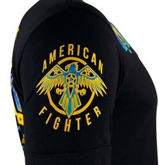 American Fighter Mens T-Shirt LANDER Athletic Biker GYM Black MMA
