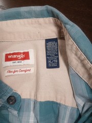 Wrangler Men Blue Plaid Button Down Shirt XL