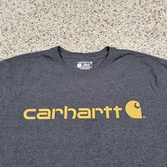 Carhartt Shirt Mens Large Gray Yellow Spell Out Tee Work Wear Outdoors Adult A12
