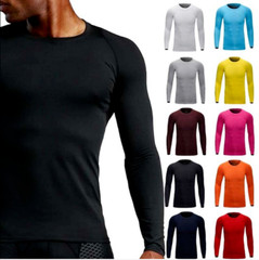 Men Thin Long Sleeve Underwear Johns Winter Sport Basic Crew Tops Shirt No Plush