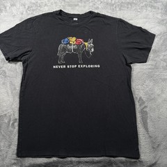 The North Face T-Shirt Mens Large Black Logo Donkey Never Stop Exploring Graphic
