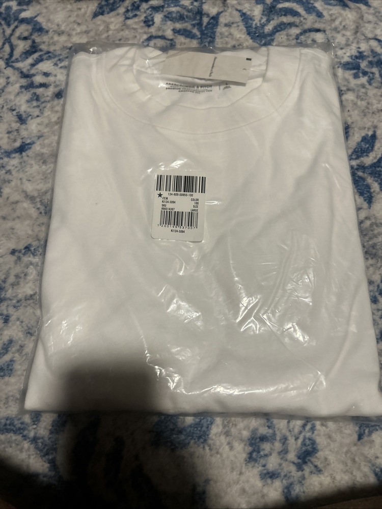Abercrombie & Fitch Soft A&F Collection Premium Heavyweight 2.0 Tee White Large