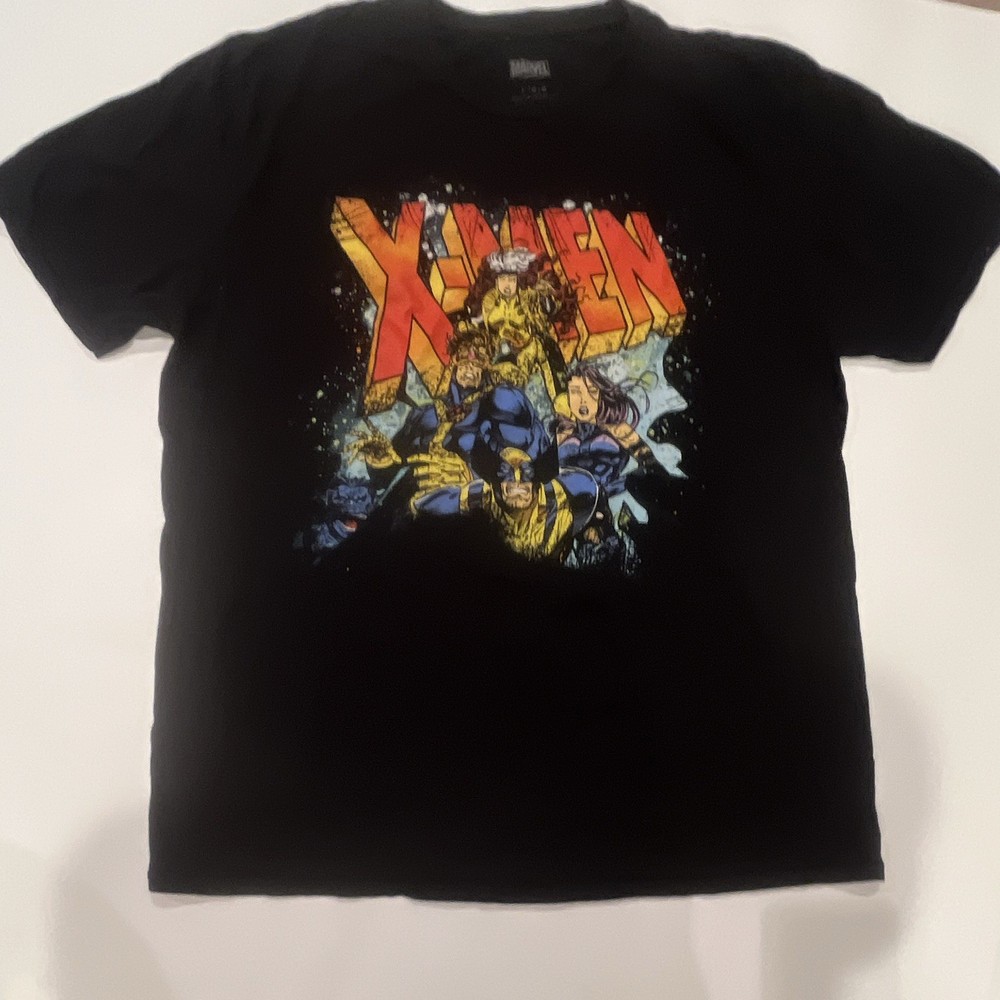 Marvel Men’s L Black X-Men Wolverine Cyclops Graphic Logo Crew Neck Jersey Tee