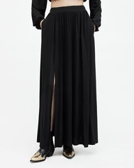 All Saints Womens Maxi Skirt Black Casandra Draped Lightweight High Rise Viscose