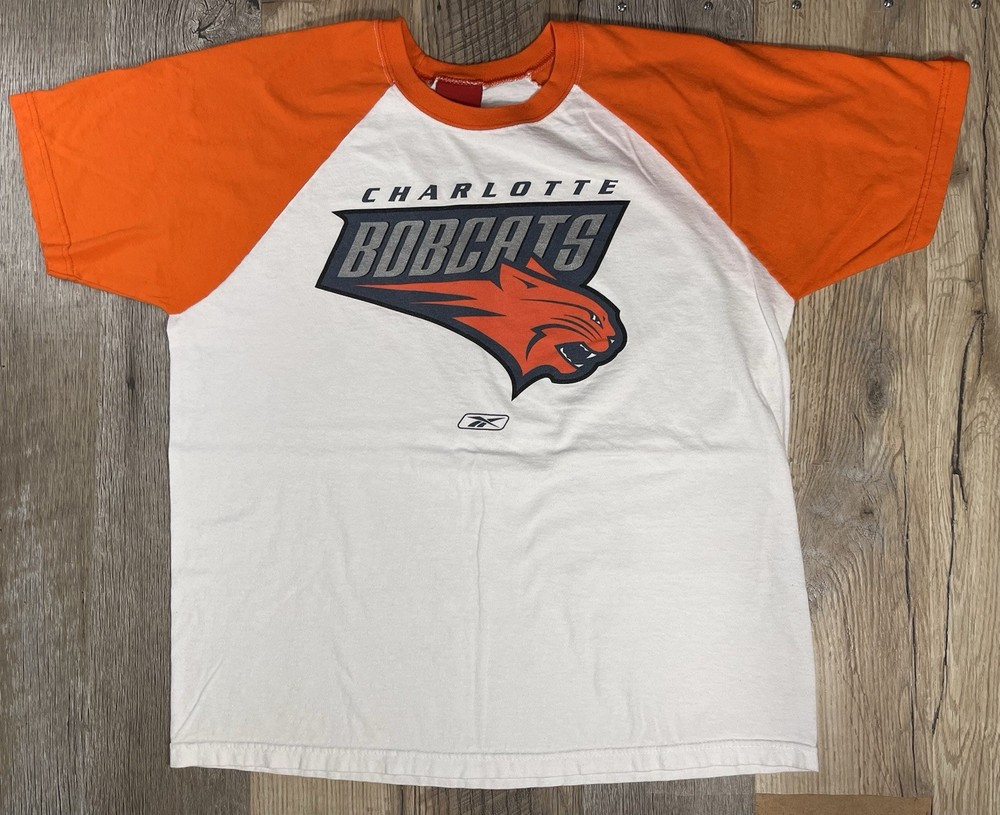 VTG Charlotte Bobcats Rebook Short Sleeve Raglan T-Shirt Adult L Cotton USA Made