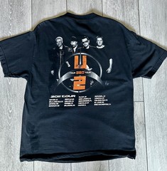 U2 2011 360 Tour Double Sided Large Black T Shirt Band Concert Vintage