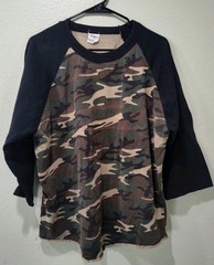 Shaka Active Camouflage T-shirt XL Mid Length Sleeves Green Cotton