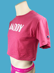 3D puff DADDY custom print Men Red garment-dye cotton Crop Top T-shirt