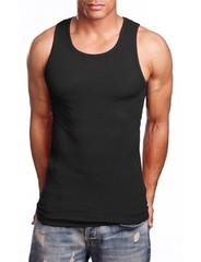 3 Black Men’s Tank Top A-Shirt Wife Beater Undershirt Egyptian Cotton SMALL-2X