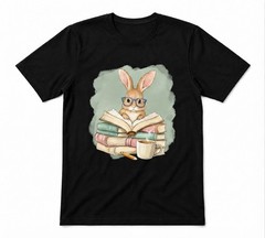 Easter Bunny Spring Apparel Coffee And Books Rabbit Black T-shirt