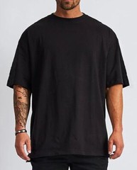 MENS Designed oversized Solid straight cut bottom ribbed neck collar T-Shirt Tee