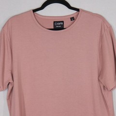 CUTS Curve Hem T Shirt Mens XL Extra Large Rose Pink Casual Short Sleeve
