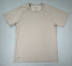 BYLT Premium Crew Shirt Mens XL Beige Short Sleeve Raglan Straight Hem Stretch