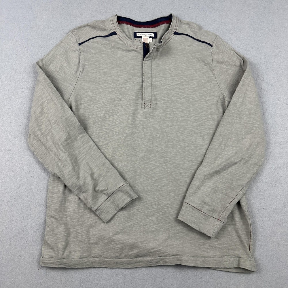 Carbon2cobalt Shirt Men Medium Green Henley Long Sleeve Cotton Casual Top M